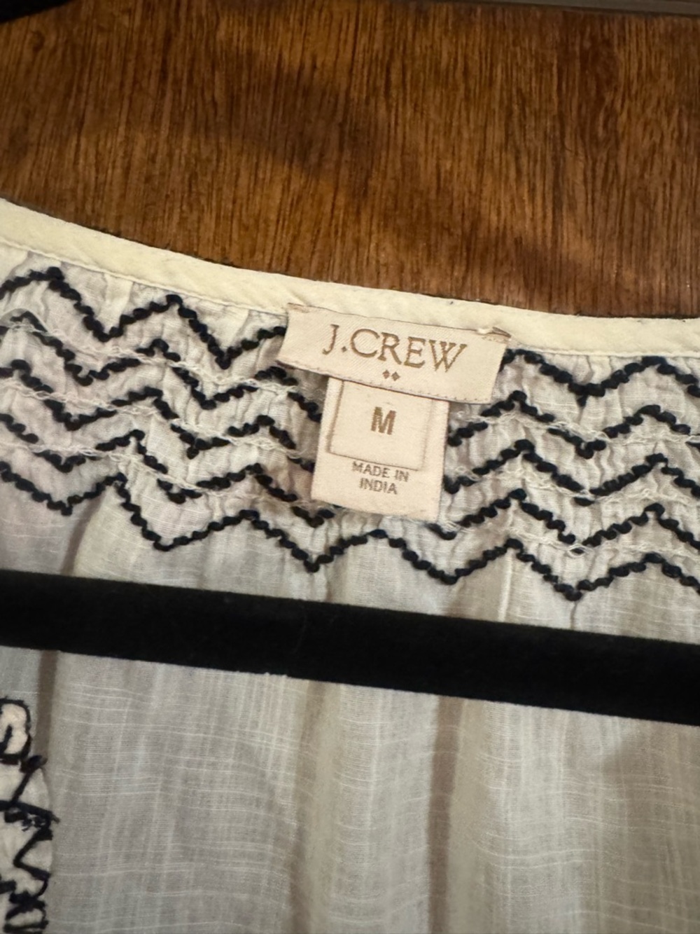 J. Crew White Peasant Blouse with Black Embroidery - Picture 2 of 3